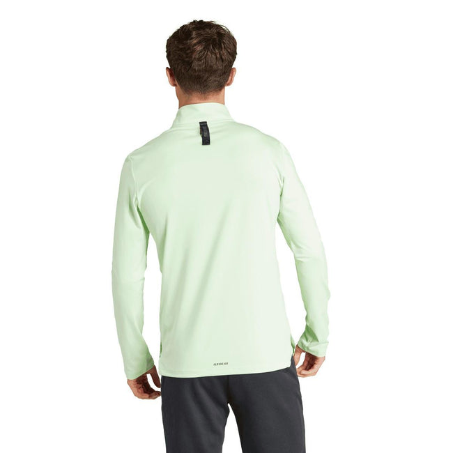 Green-Black - Back - Adidas Mens Quarter Zip Workout Track Top