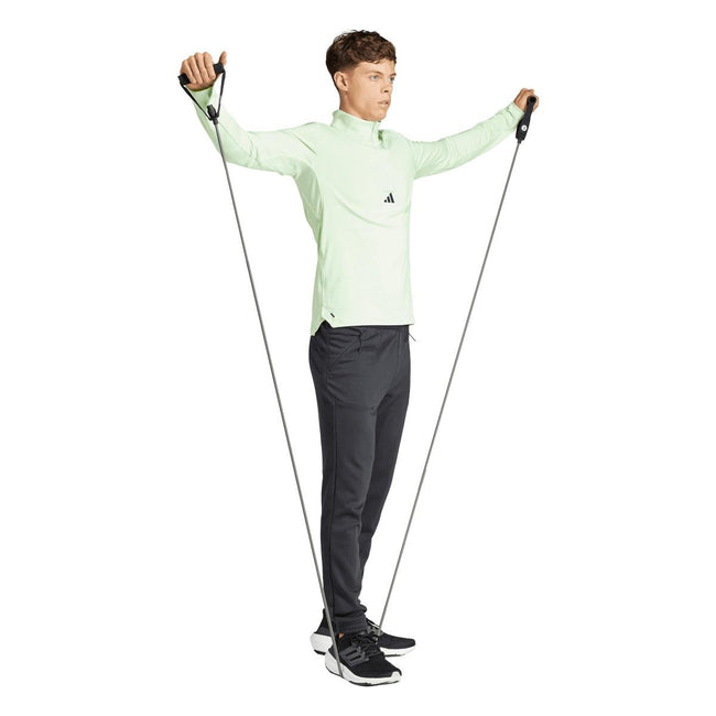 Green-Black - Pack Shot - Adidas Mens Quarter Zip Workout Track Top