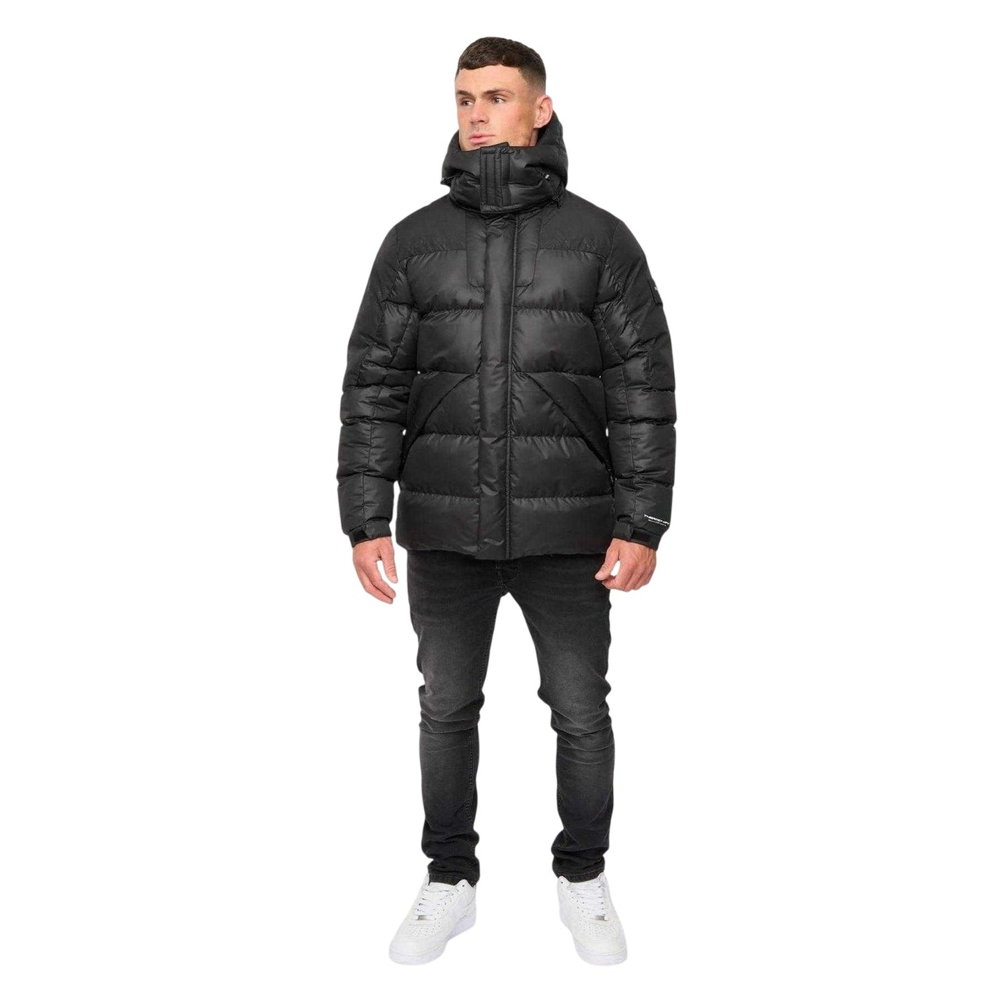 Black - Pack Shot - Crosshatch Mens Polyester Quilted Jacket