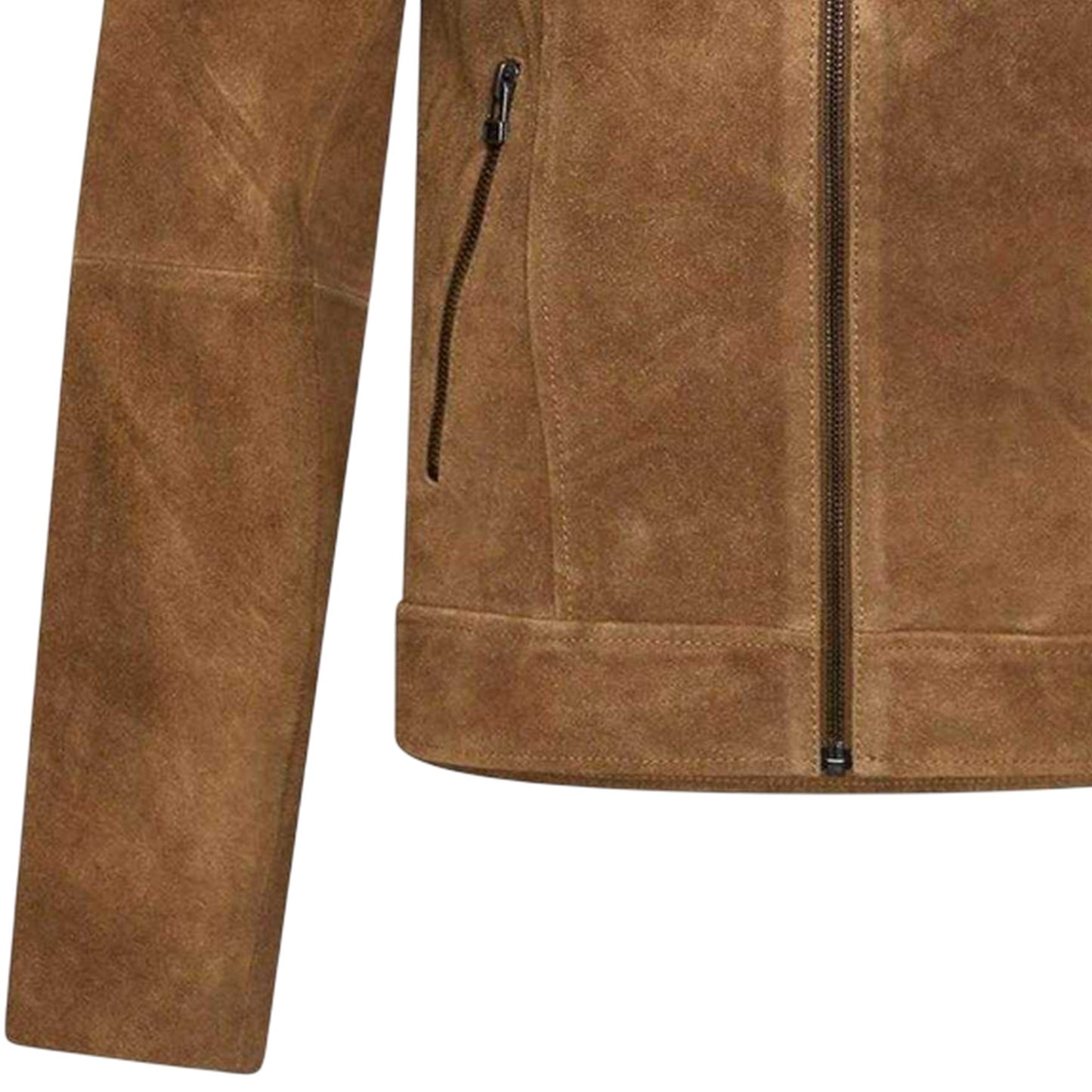 Tan - Lifestyle - Elle Womens-Ladies Moto Suede Jacket