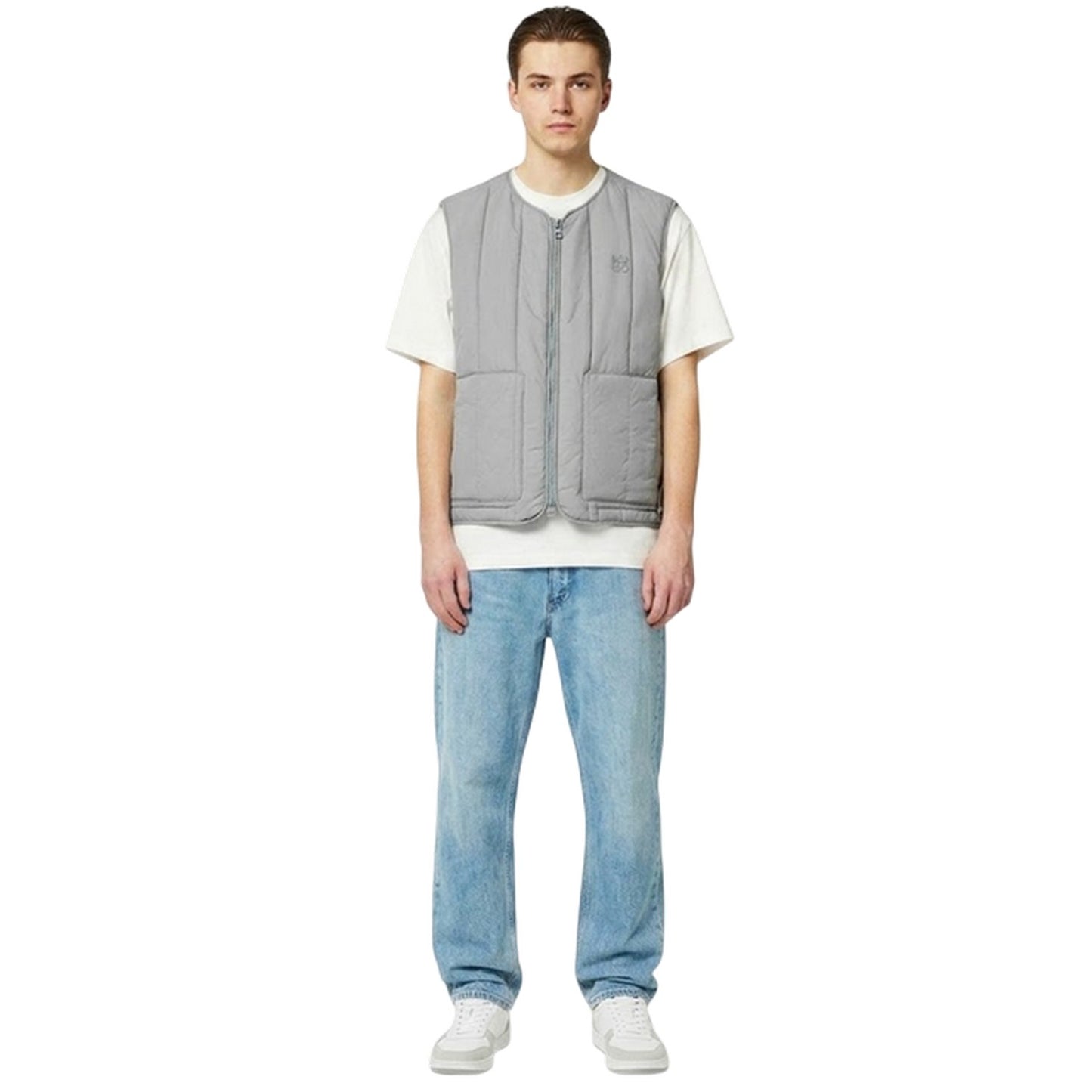 Grey - Pack Shot - Hugo Mens Batino Logo Gilet