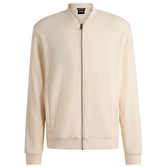 White - Front - Boss Mens Solid Front Pocket Bomber Jacket