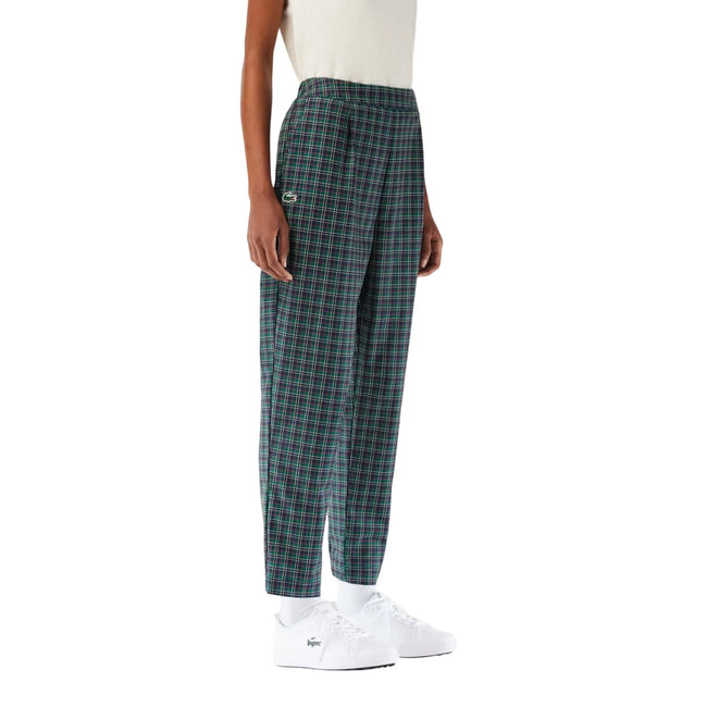 Blue - Lifestyle - Lacoste Womens-Ladies Stretch Checked 7-8 Golf Jogging Bottoms