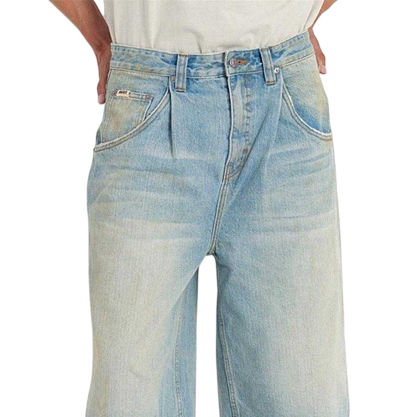 Light Blue - Side - The Ragged Priest Mens Rag Anchor Denim Shorts