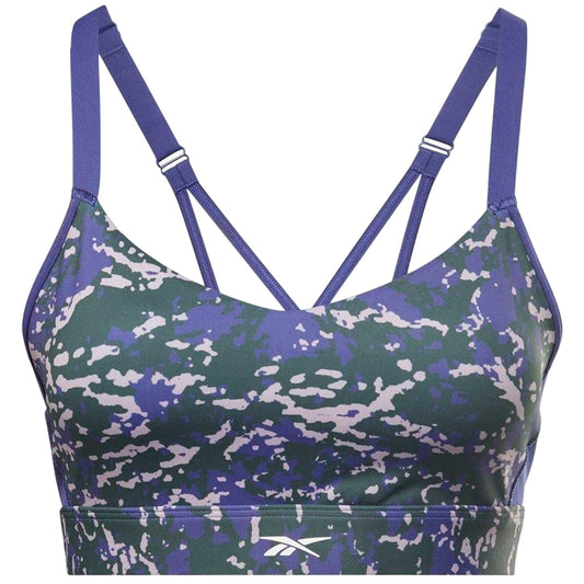 Forest Green - Front - Reebok Womens-Ladies Lux Camouflage Medium Impact Sports Bra