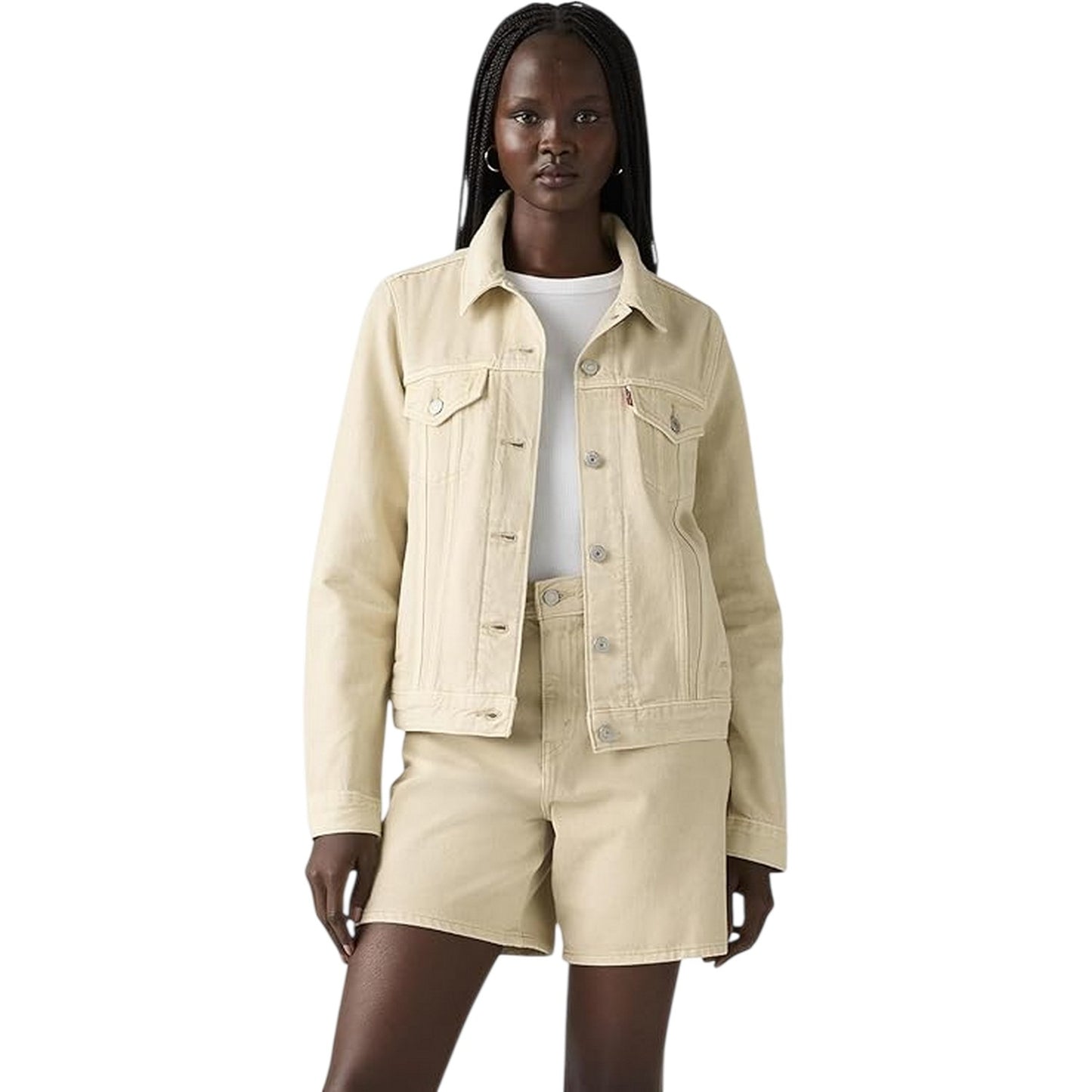 Beige - Pack Shot - Levis Womens-Ladies Denim Trucker Jacket