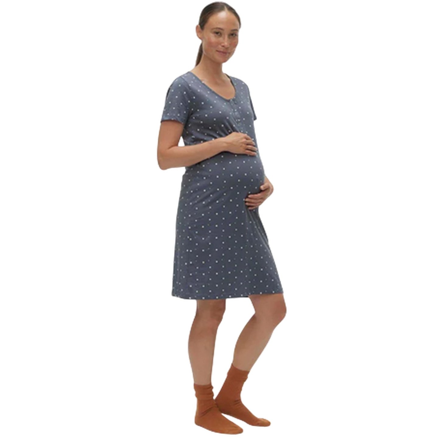 Stormy Weather - Pack Shot - Mamalicious Womens-Ladies Stars Jersey Maternity Nightdress