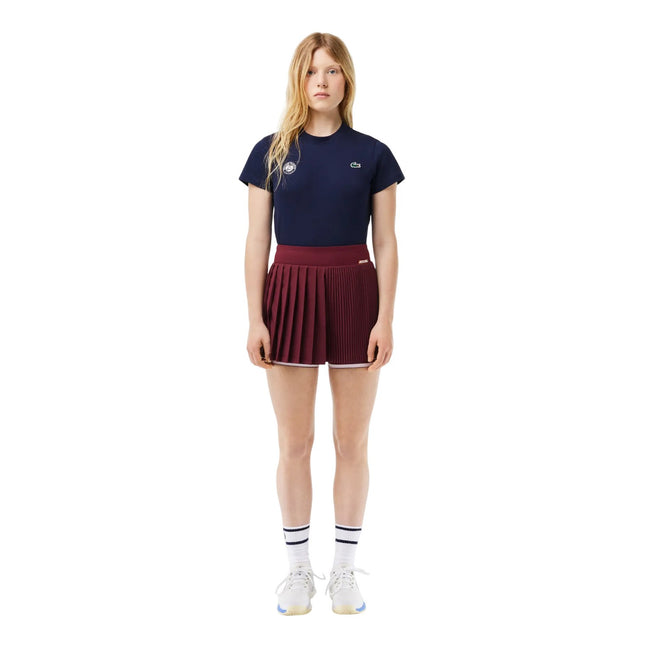 Purple - Pack Shot - Lacoste Womens-Ladies Roland Garros Edition Sports Pleated Tennis Shorts