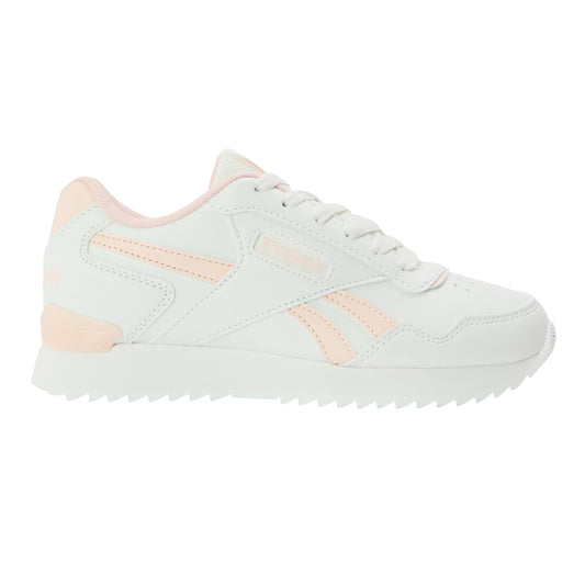 White-Pink - Front - Reebok Childrens-Kids Glideripclip Vegan Leather Trainers