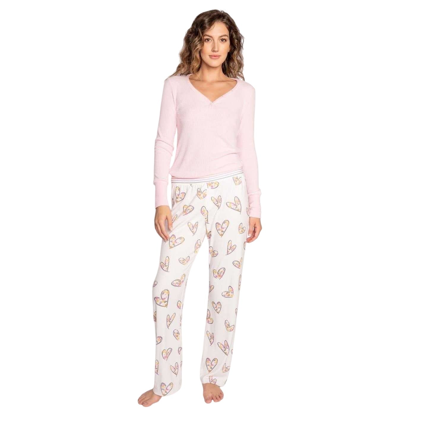 Off White - Lifestyle - PJ Salvage Womens-Ladies Hearts & Flowers Lounge Pants