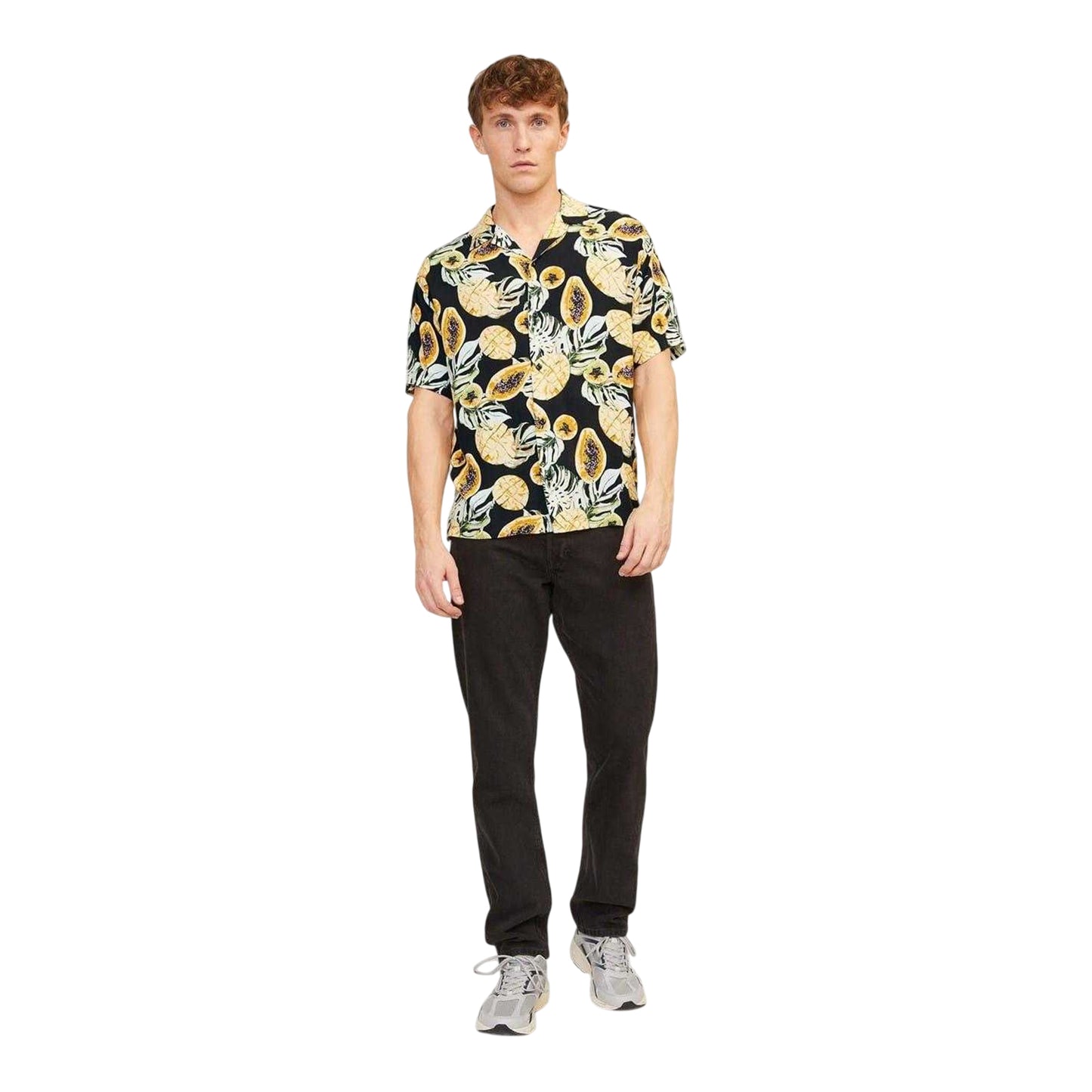 Black - Lifestyle - Jack And Jones Mens Tampa Papaya Regular Short-Sleeved Shirt
