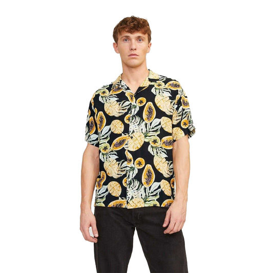 Black - Front - Jack And Jones Mens Tampa Papaya Regular Short-Sleeved Shirt