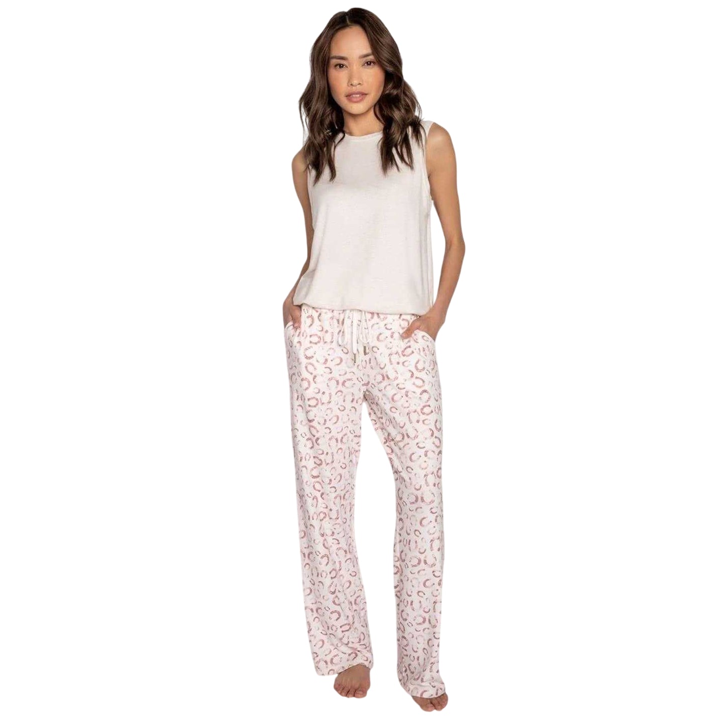 Off White - Side - PJ Salvage Womens-Ladies Horseshoe Lounge Pants