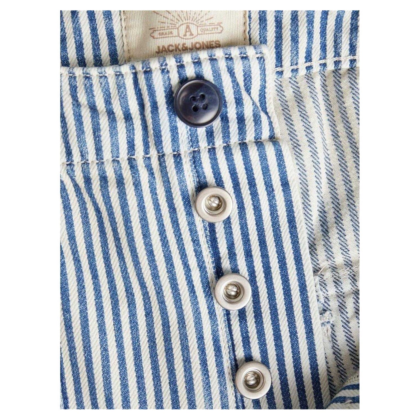 Ecru - Side - Jack And Jones Mens Striped Loose Fit Jeans