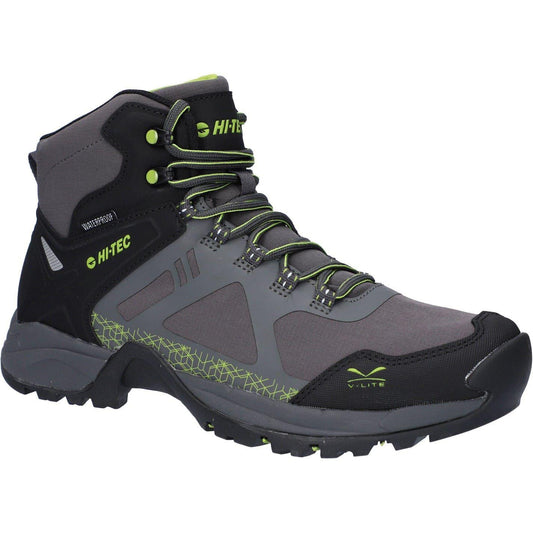 Grey-Lime - Front - Hi-Tec Mens Tec V Lite Psych Waterproof Hiking Boots