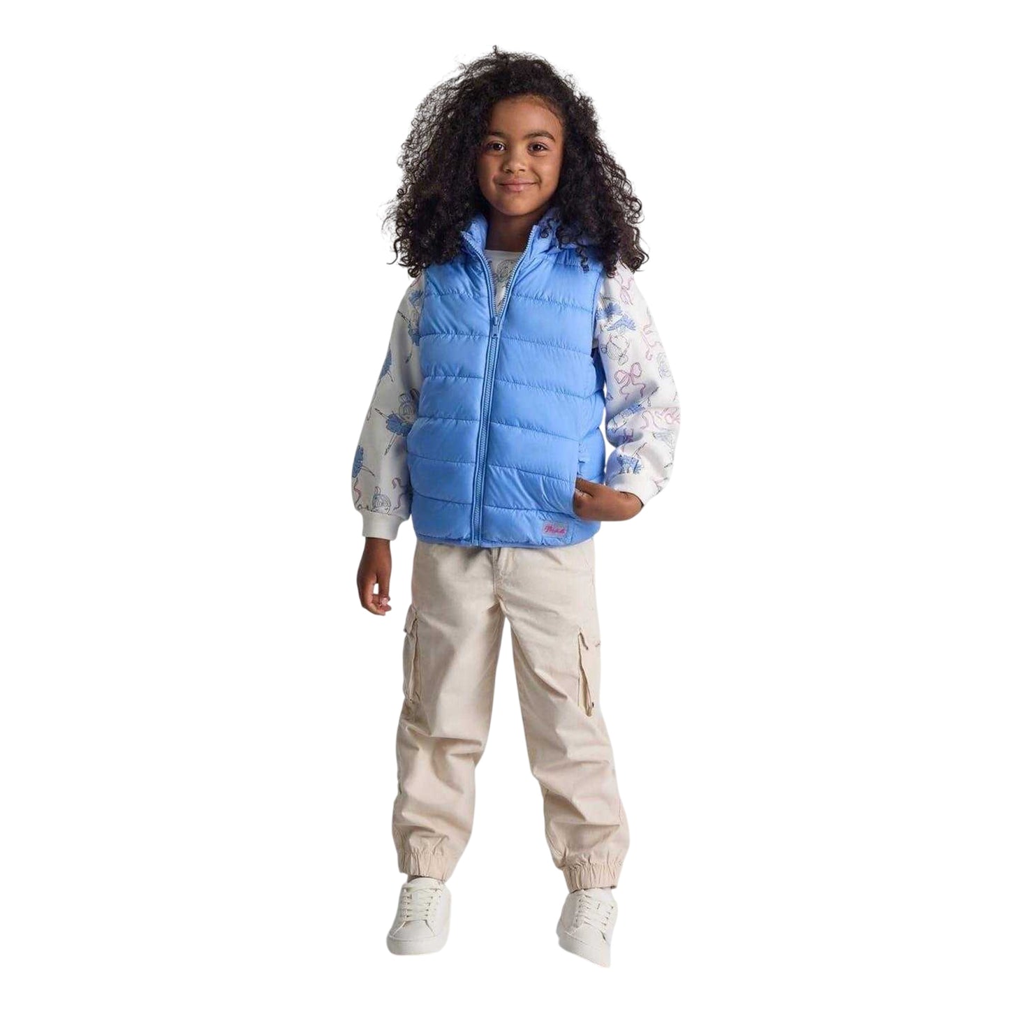 Light Blue - Lifestyle - Minoti Girls Quilted Detachable Hood Gilet