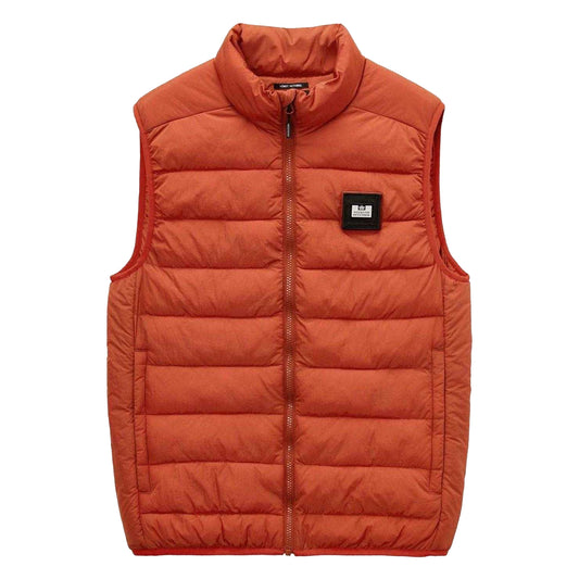 Orange - Front - Weekend Offender Mens Gacha Logo Quilted Gilet