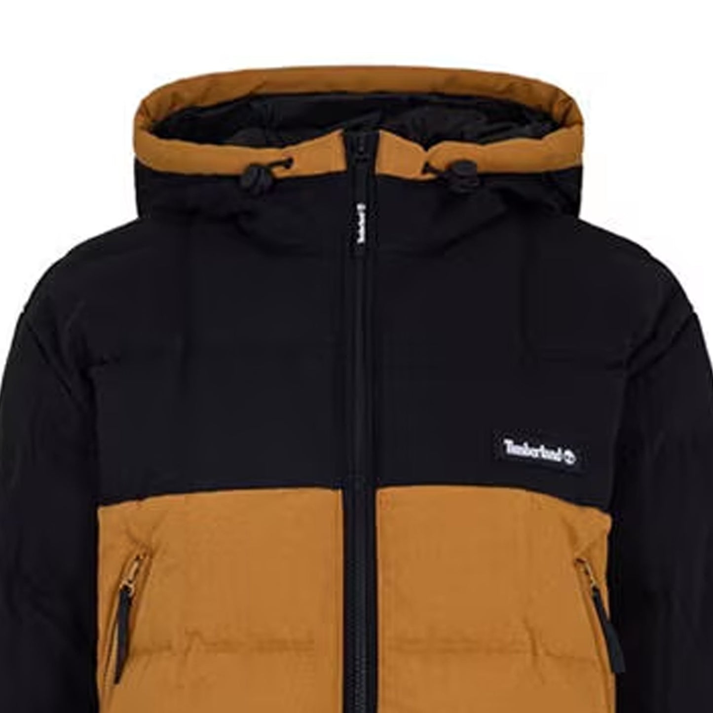Black-Wheat - Side - Timberland Womens-Ladies Hooded Cropped Puffer Jacket