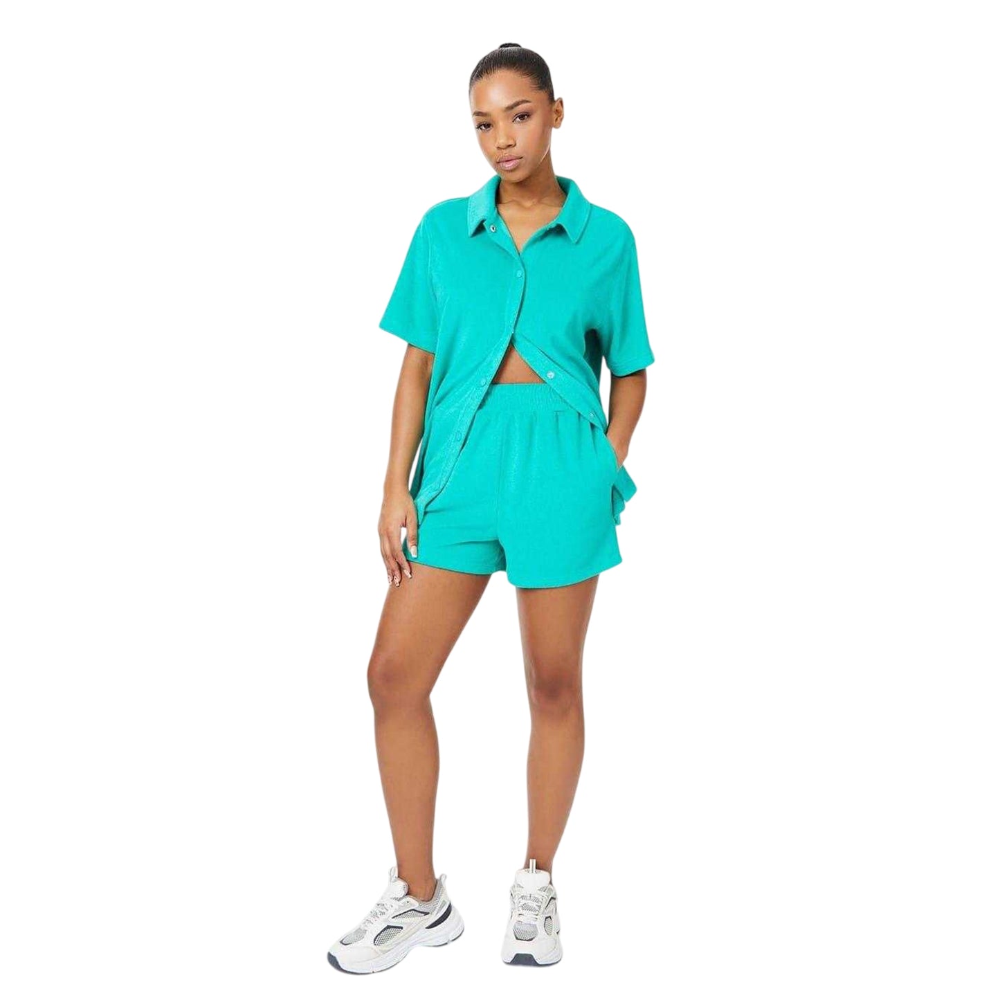 Emerald - Lifestyle - Jack Wills Womens-Ladies Terrycloth Relaxed Fit Shirt And Shorts Set