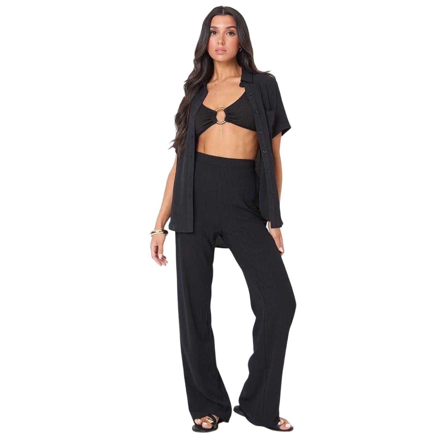 Black - Lifestyle - I Saw It First Womens-Ladies Crepe Boxy Oversized Shirt