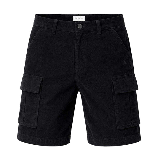 Black - Front - Jack Wills Mens Cotton Plain Cargo Shorts