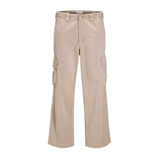 Taupe - Front - Jack And Jones Mens Atlas Wide Leg Cargo Trousers