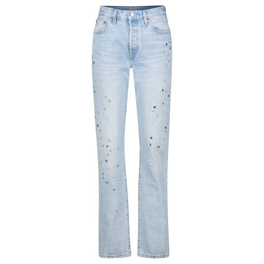 Blue - Front - Levis Womens-Ladies 501 Diamante Jeans
