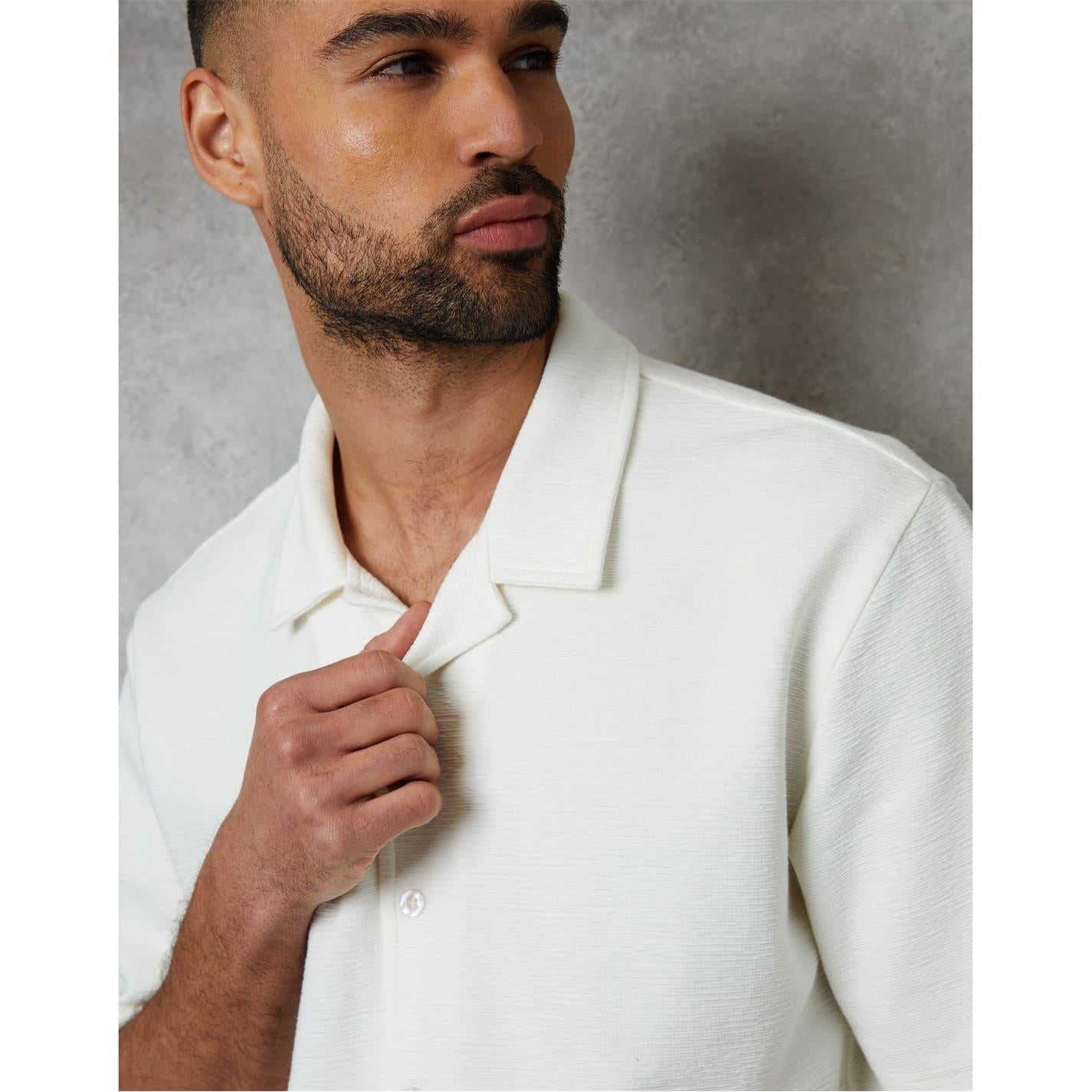 White - Lifestyle - Threadbare Mens Embley Solid Relaxed Fit Shirt
