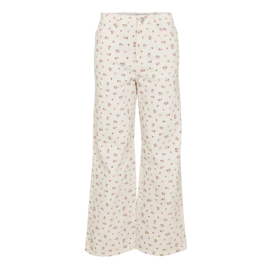 White - Front - Threadbare Womens-Ladies Soleil Floral Straight Leg Jeans