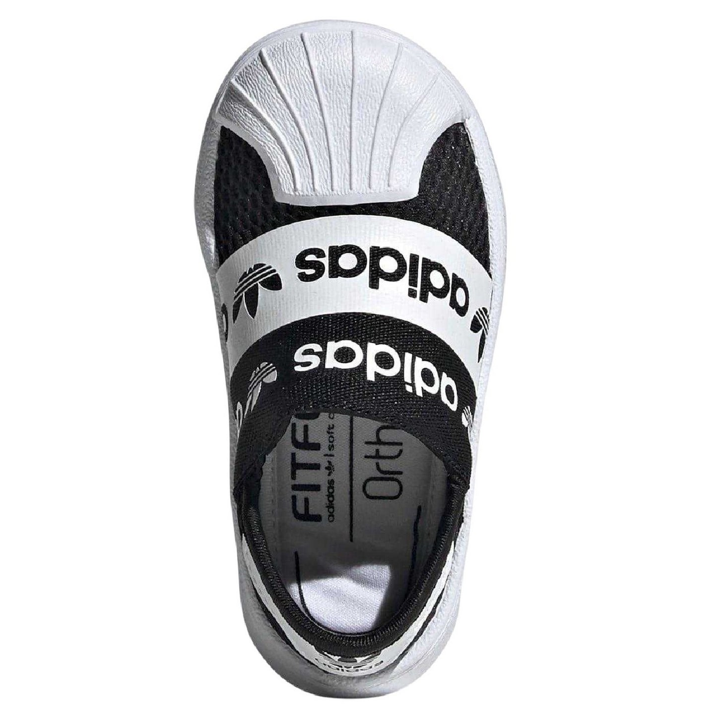 White-Black - Pack Shot - Adidas Childrens-Kids Superstar Mesh Trainers