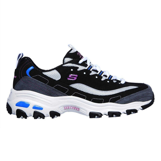 Black-Blue - Front - Skechers Womens-Ladies Mesh Trainers