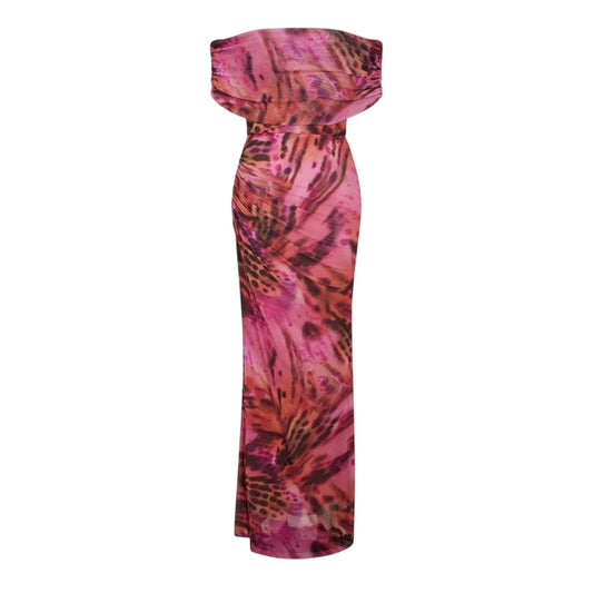 Pink-Red - Front - I Saw It First Womens-Ladies Patterned Maxi Dress