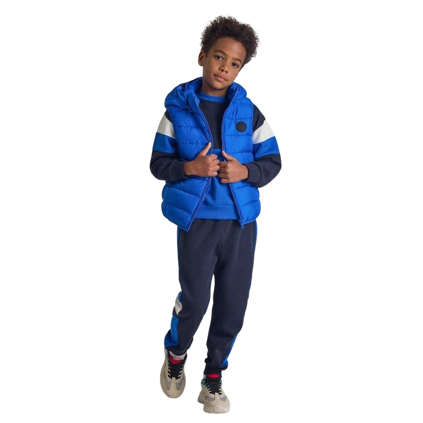 Royal Blue - Lifestyle - Minoti Boys Quilted Detachable Hood Gilet