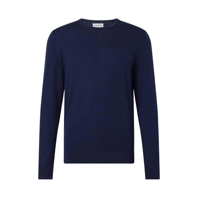 Navy - Front - Calvin Klein Mens Merino Wool Jumper