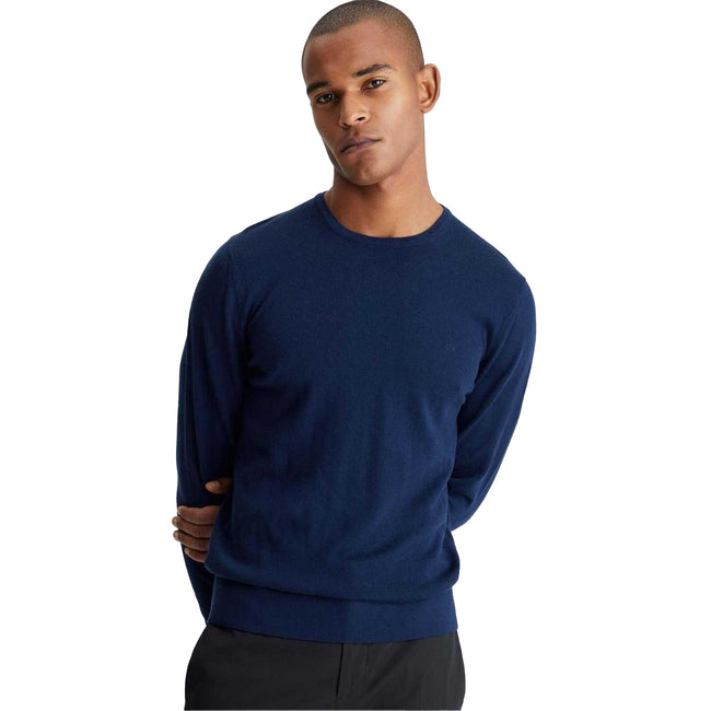 Navy - Side - Calvin Klein Mens Merino Wool Jumper