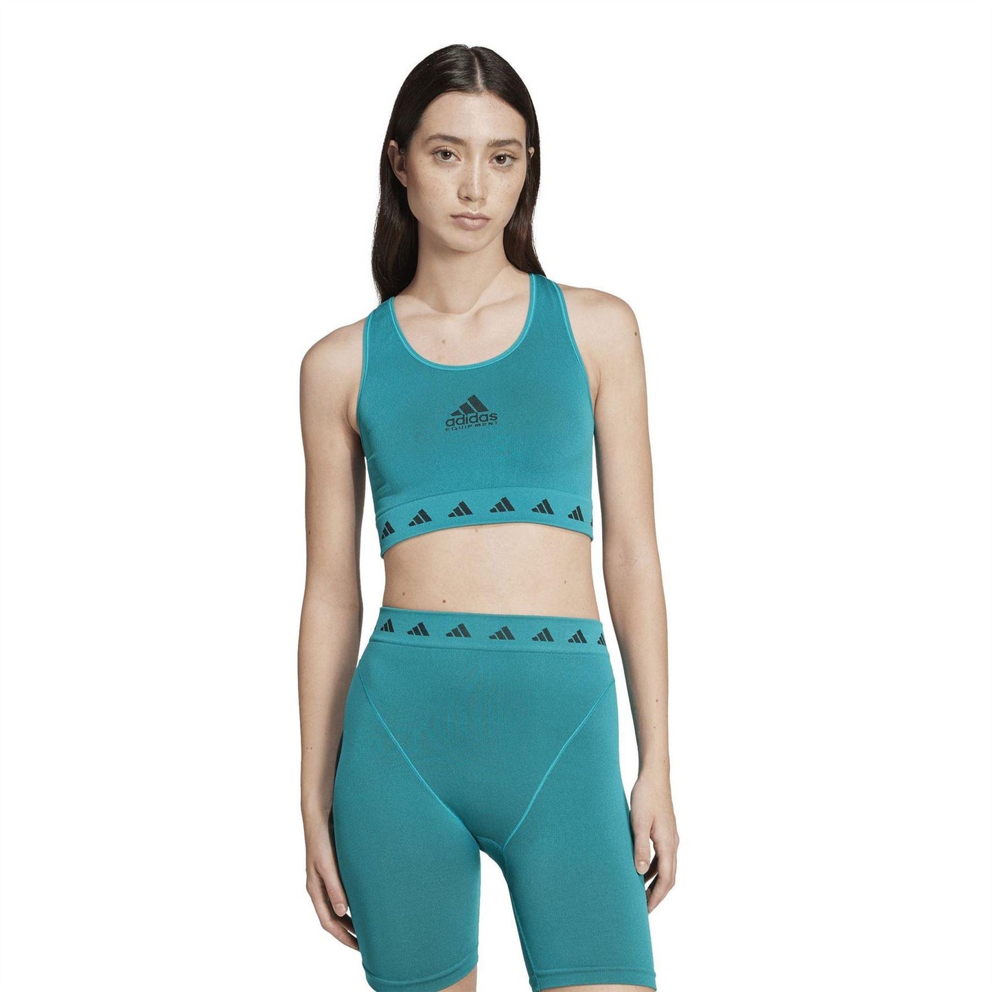 Green - Pack Shot - Adidas Womens-Ladies Originals Logo Sports Bra