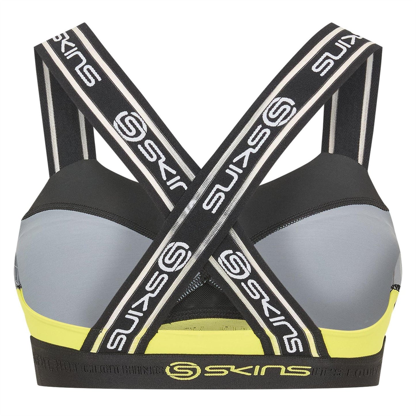 Grey-Black - Back - Skins Womens-Ladies Dnamic Speed Sports Bra