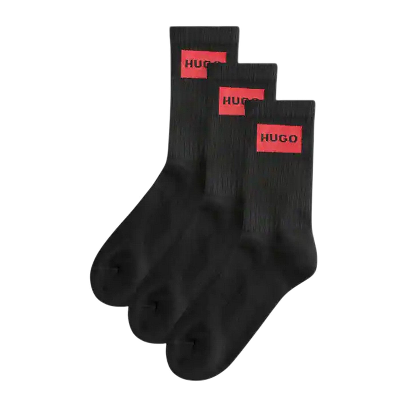 Black - Side - Hugo Mens Box Logo Ankle Socks (Pack of 3)