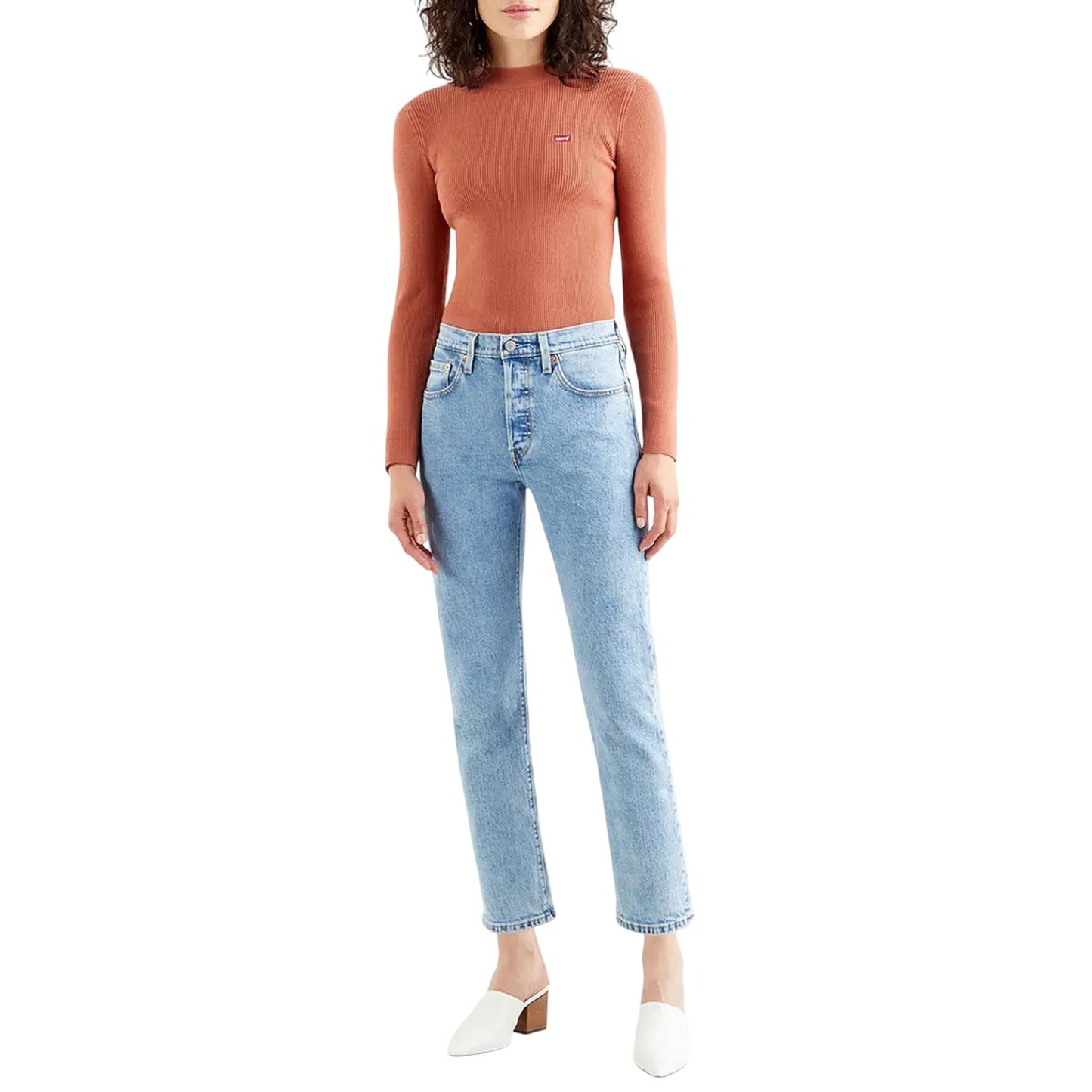 Light Blue - Lifestyle - Levis Womens-Ladies 501 Straight Ankle Grazer Jeans