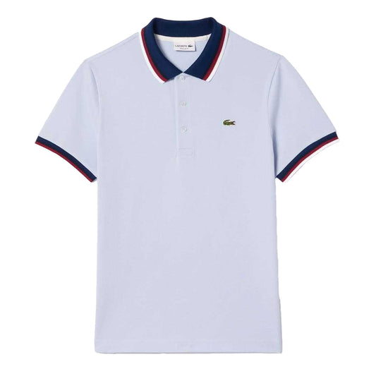 Blue - Front - Lacoste Mens Mini Pique Stretch Regular Polo Shirt