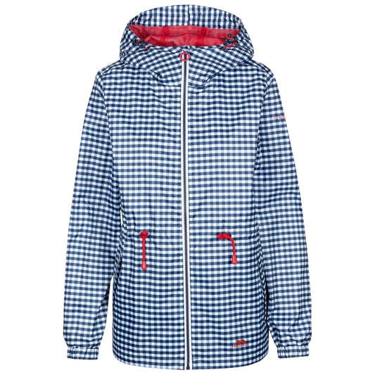 Navy - Front - Trespass Womens-Ladies Niggle Gingham Raincoat