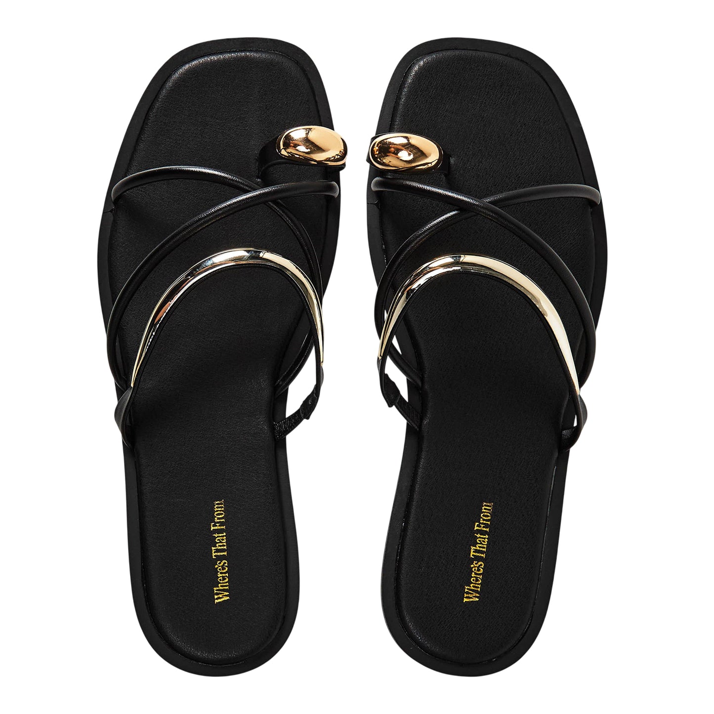Black - Lifestyle - Where´s That From Womens-Ladies Strappy Holiday Flat Sandals