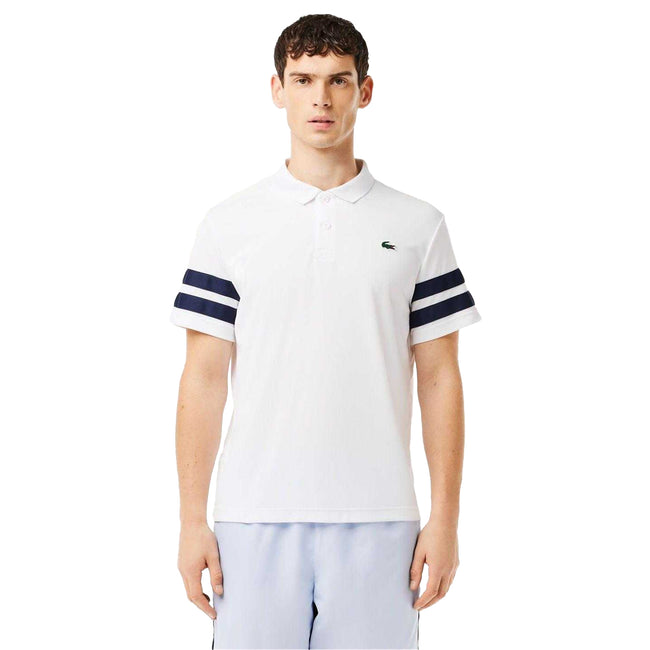 White - Side - Lacoste Mens Pique Ultra Dry Tennis Polo Shirt