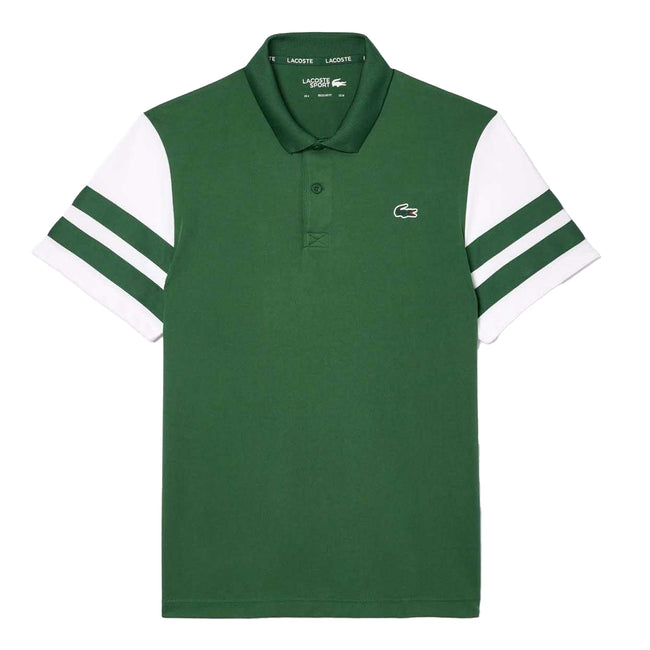 Green-White - Front - Lacoste Mens Pique Ultra Dry Tennis Polo Shirt