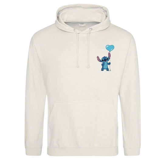White - Front - Lilo & Stitch Unisex Adult Balloon Heart Valentine`s Day Hoodie