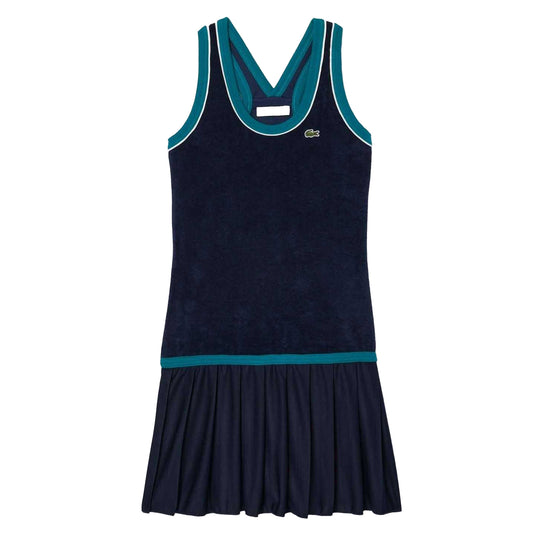 Blue - Front - Lacoste Womens-Ladies French Terry Cross Back Slim Dress