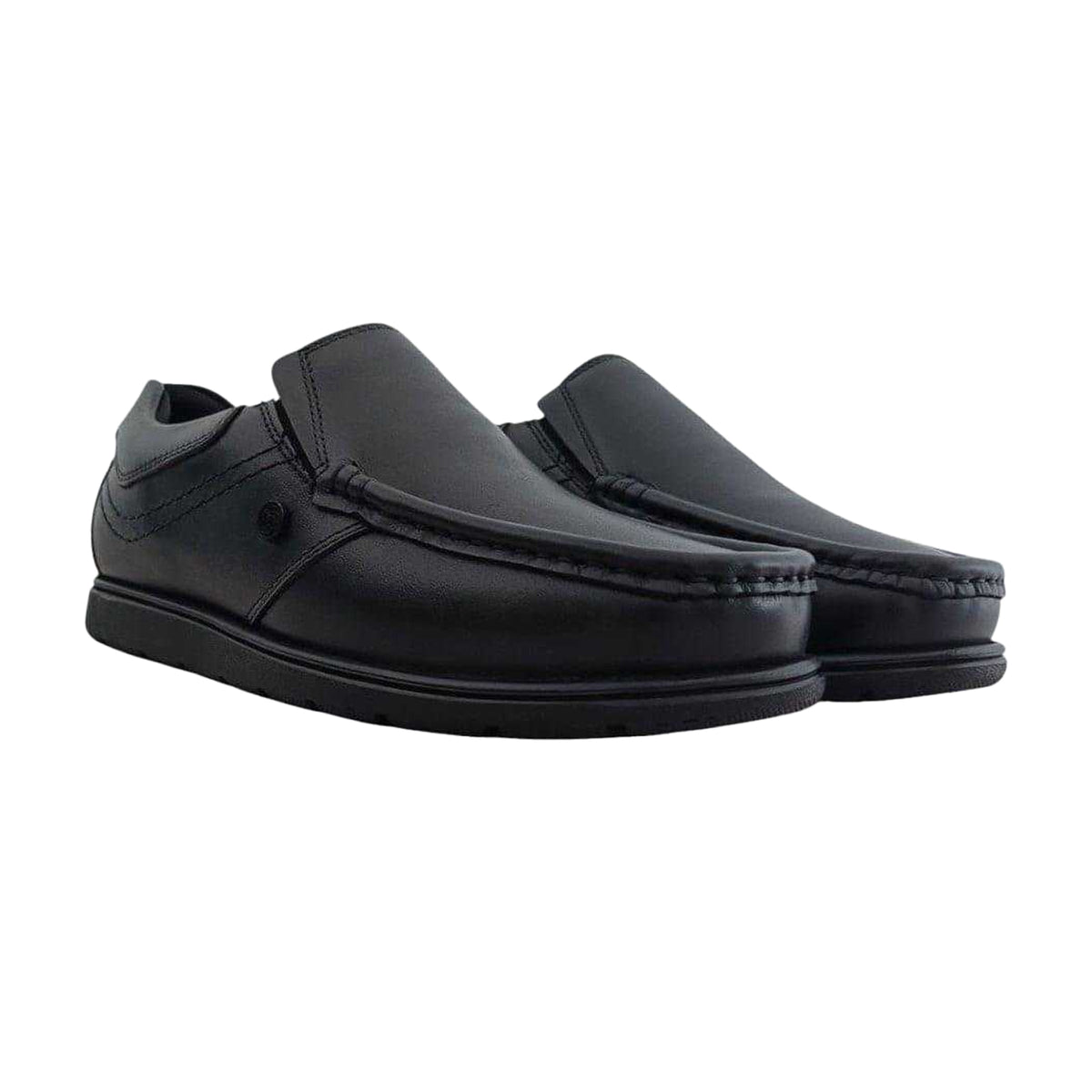 Black - Pack Shot - Pretty Green Boys Waltham Moc Toe School Shoes