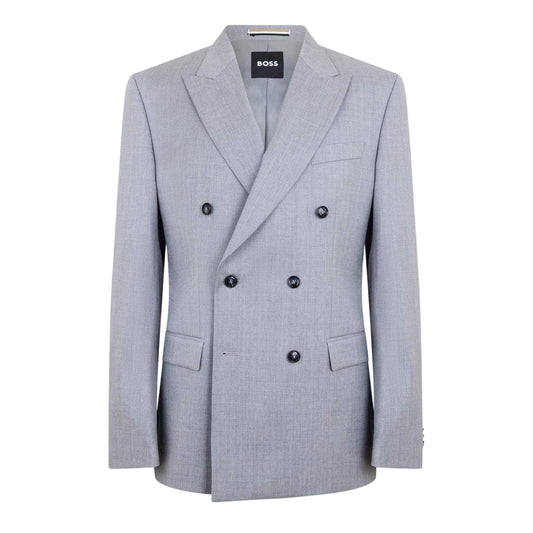 Medium Grey - Front - Boss Mens Hutson Woven Flap Pocket Suit Jacket