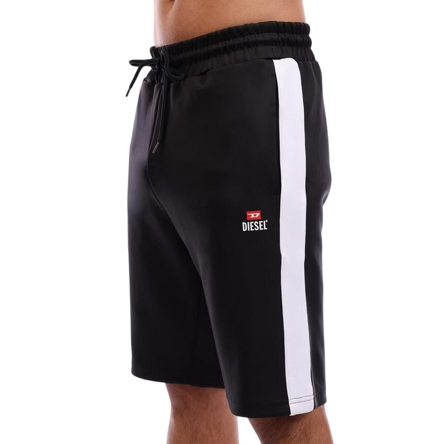 Black - Side - Diesel Mens Fleece Sweat Shorts