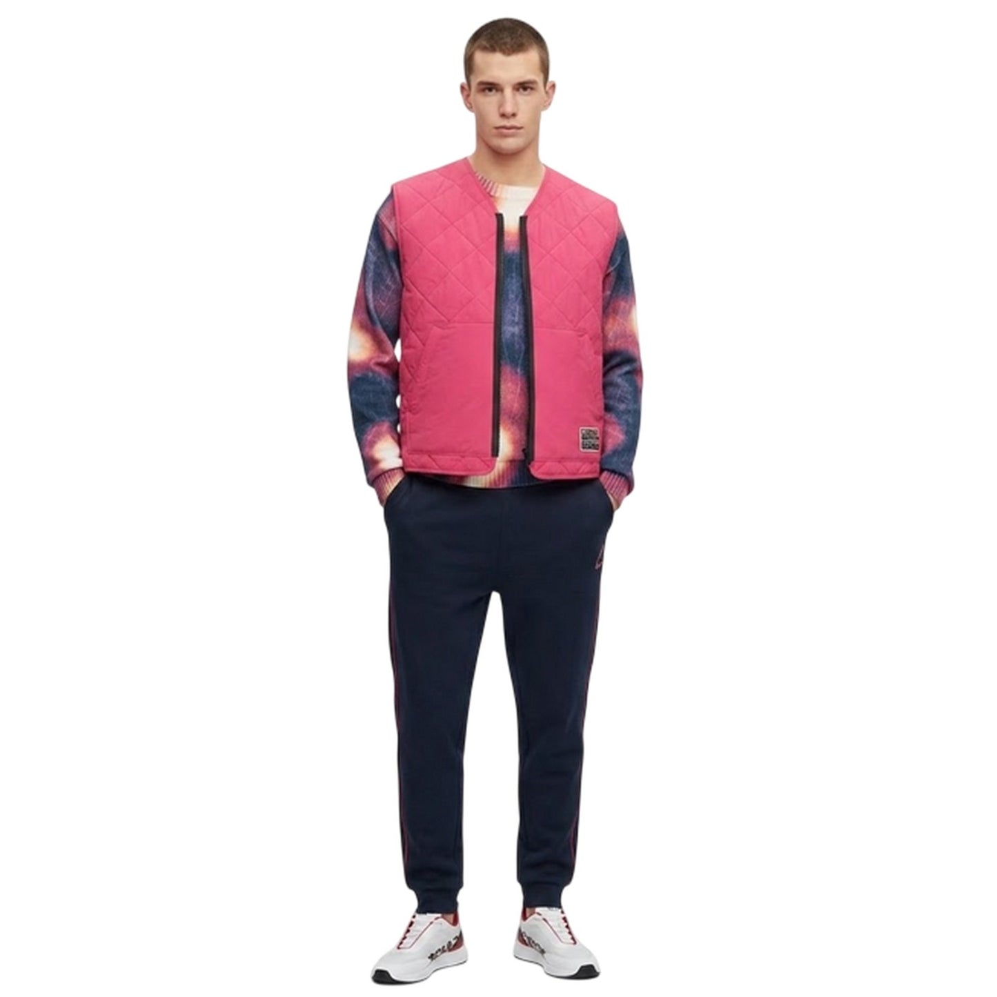 Medium Pink - Lifestyle - Boss Mens Okella V Neck Regular Gilet